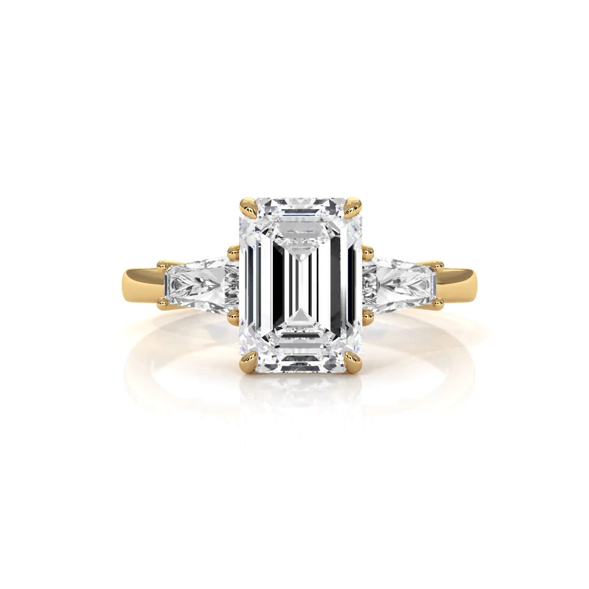 3 Stone Emerald Lab Grown Diamond Engagement Ring IGI Certified 14k White Gold 2.61 Ctw.